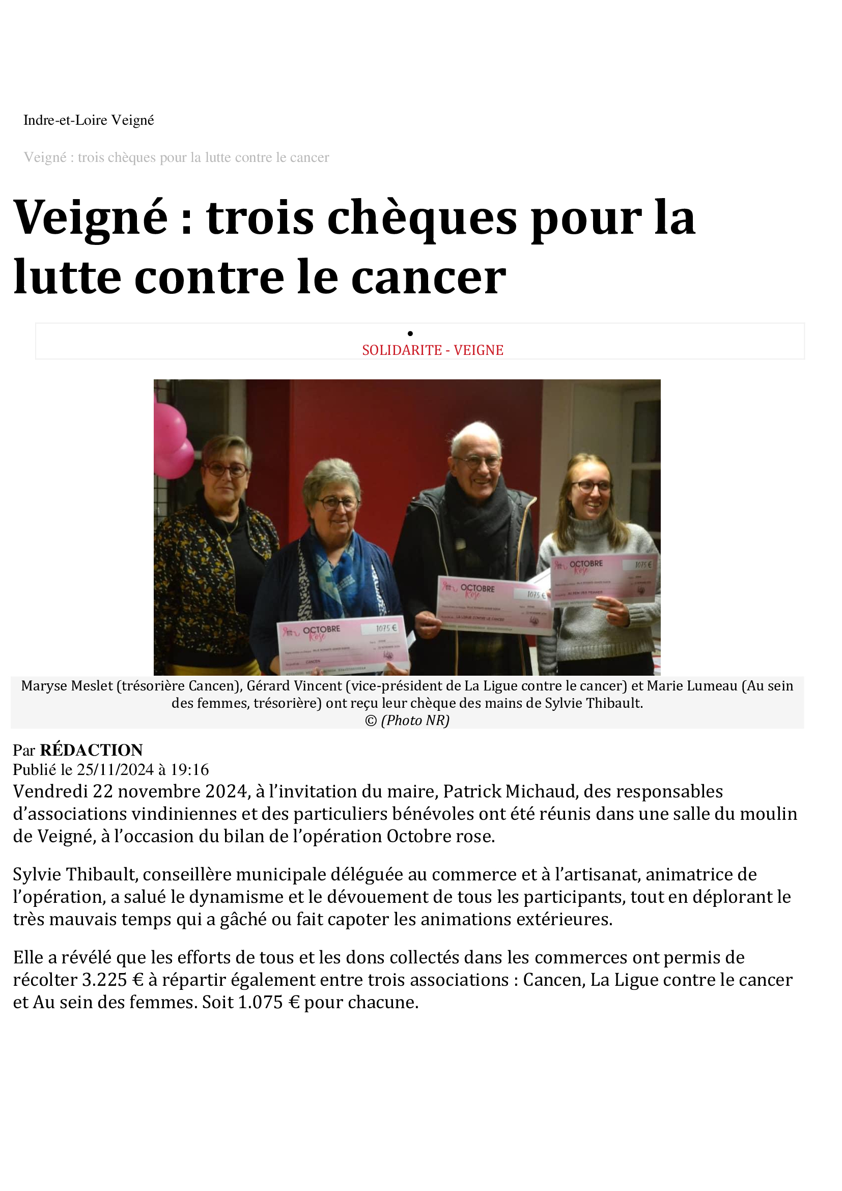 CANCEN - Octobre rose à Veigné en 2024