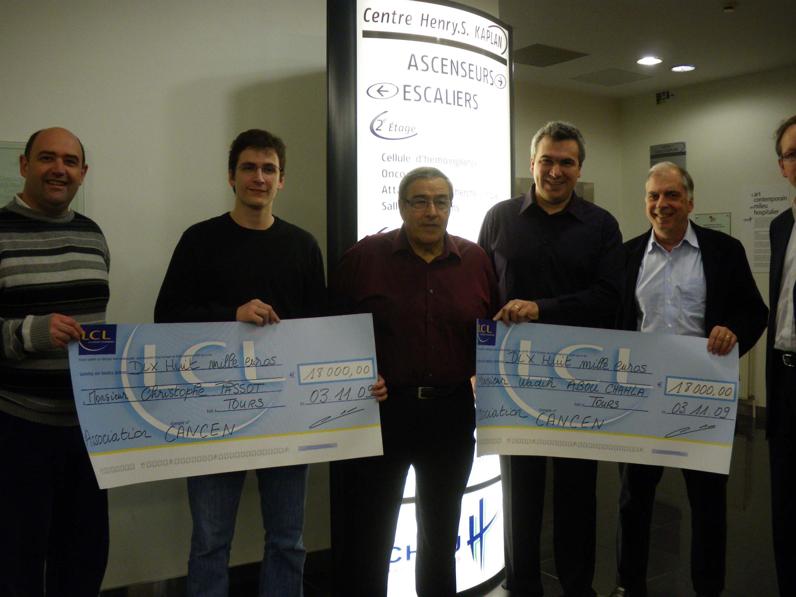 Remise de bourse CANCEN chercheurs médecine Wadid Abou Chala Christophe Passot
